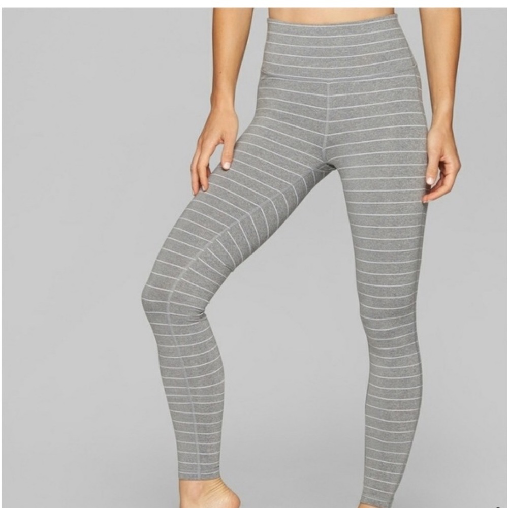 Athleta strips gray leggings size small yoga gym workout